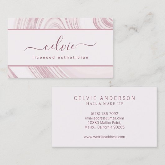 Elegant Abstract Waterverf Marmer | VISITEKAARTJE (Voorkant / Achterkant)