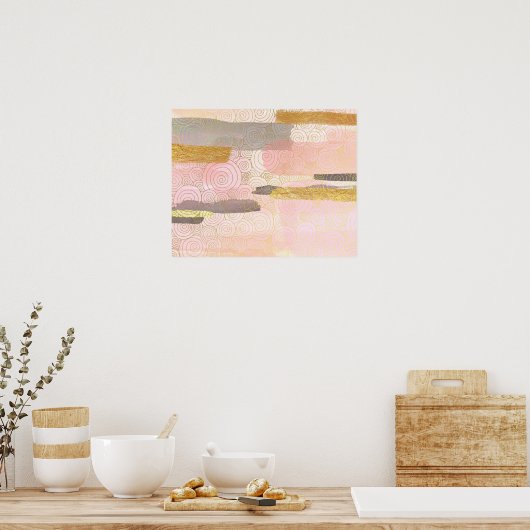 Elegant Abstract Waves-kunstwerk in Japanse stijl Poster (Keuken)