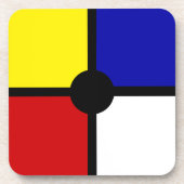 Elegant Abstract zwart, blauw, rood, geel en wit Bier Onderzetter (Voorkant)