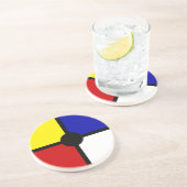 Elegant Abstract zwart, blauw, rood, geel en wit Zandsteen Onderzetter (Zijkant)