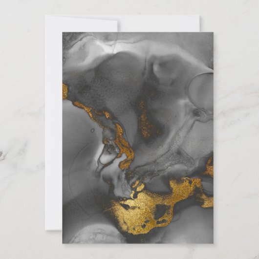 *~* Elegant Abstract Zwart Grijs Goud Glitter Kaart (Achterkant)