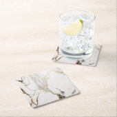 Elegant abstract zwart-wit goudmarmer kartonnen onderzetters (Insitu)