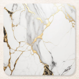 Elegant abstract zwart-wit goudmarmer kartonnen onderzetters