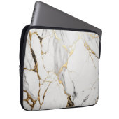 Elegant abstract zwart-wit goudmarmer laptop sleeve (Voorkant Rechts)