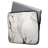 Elegant abstract zwart-wit goudmarmer laptop sleeve (Voorkant Links)