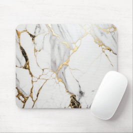 Elegant abstract zwart-wit goudmarmer muismat