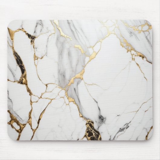 Elegant abstract zwart-wit goudmarmer muismat (Voorkant)