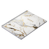 Elegant abstract zwart-wit goudmarmer notitieboek (Linkerzijde)