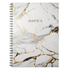 Elegant abstract zwart-wit goudmarmer notitieboek