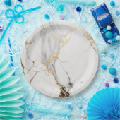 Elegant abstract zwart-wit goudmarmer papieren bordje (Feest)