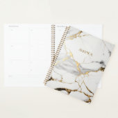 Elegant abstract zwart-wit goudmarmer planner (Display)