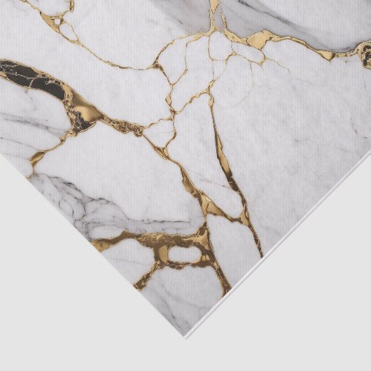 Elegant abstract zwart-wit goudmarmer tissuepapier (Detail)