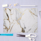 Elegant abstract zwart-wit goudmarmer tissuepapier (Craft)