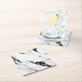 Elegant abstract zwart-wit marmer kartonnen onderzetters (Insitu)