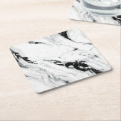 Elegant abstract zwart-wit marmer kartonnen onderzetters (Schuin)