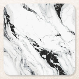 Elegant abstract zwart-wit marmer kartonnen onderzetters