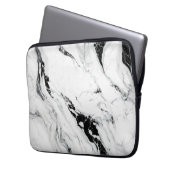 Elegant abstract zwart-wit marmer laptop sleeve (Voorkant Links)