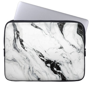 Elegant abstract zwart-wit marmer laptop sleeve
