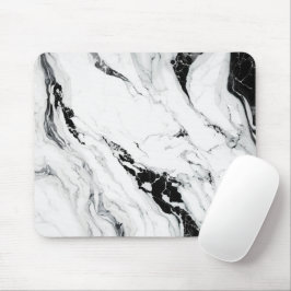 Elegant abstract zwart-wit marmer muismat