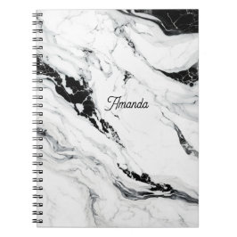 Elegant abstract zwart-wit marmer notitieboek