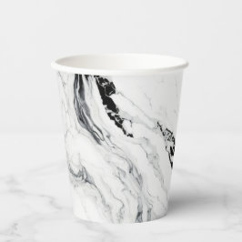 Elegant abstract zwart-wit marmer papieren bekers