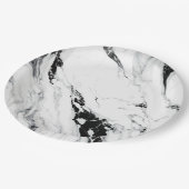 Elegant abstract zwart-wit marmer papieren bordje (Gekanteld)