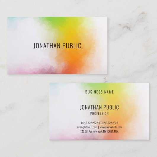 Elegant Abstracte Art Moderne Colorful Sjabloon Visitekaartje (Voorkant / Achterkant)