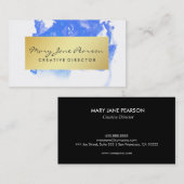 Elegant Abstracte blauwe Waterverf penseelstreken Visitekaartje (Voorkant / Achterkant)