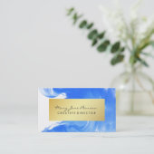 Elegant Abstracte blauwe Waterverf penseelstreken Visitekaartje (Staand voorkant)