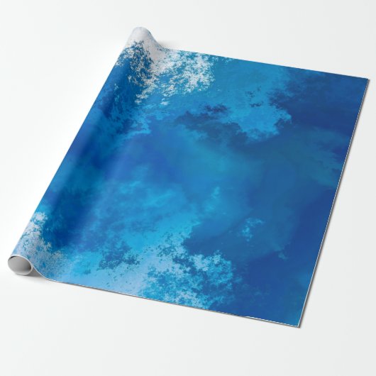 Elegant Abstracte Blauwe Zeegolven Acrylische Kuns Cadeaupapier (Uitgerold)