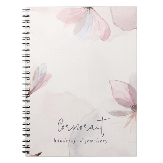 Elegant Abstracte Blush Waterverf Floral Business Notitieboek (Voorkant)