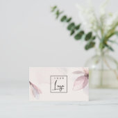Elegant Abstracte Blush Waterverf Floral Logo Visitekaartje (Staand voorkant)