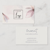 Elegant Abstracte Blush Waterverf Floral Logo Visitekaartje (Voorkant / Achterkant)
