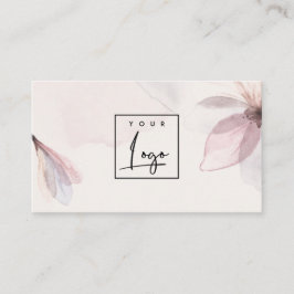 Elegant Abstracte Blush Waterverf Floral Logo Visitekaartje