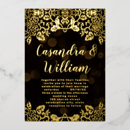 Elegant Abstracte Floral Gold Wedding Folie Uitnod Folie Uitnodiging