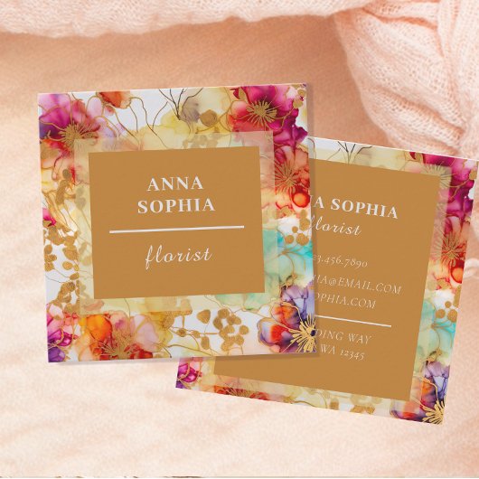 Elegant Abstracte Floral Vierkante Visitekaartje