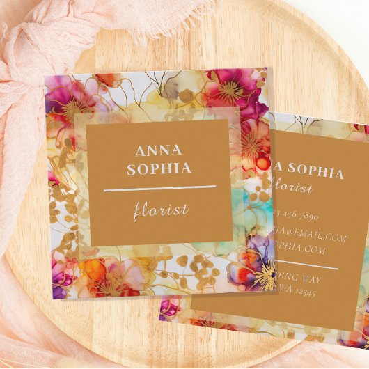 Elegant Abstracte Floral Vierkante Visitekaartje