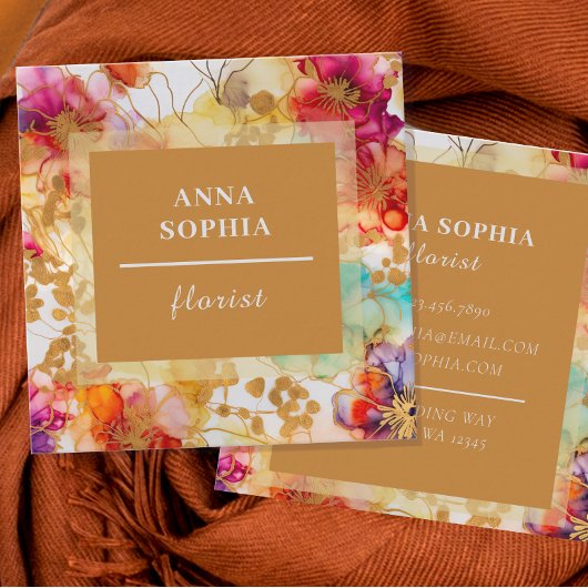 Elegant Abstracte Floral Vierkante Visitekaartje