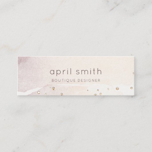 Elegant Abstracte Gold Paarse Waterverf Glitter Mini Visitekaartje (Voorkant)