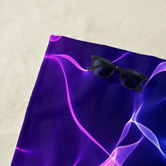 Elegant Abstracte golven - blauw en paars- Strandlaken (In situ)