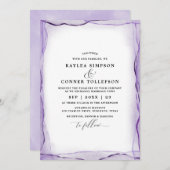 Elegant Abstracte Lavender Wedding Waterverf Kaart (Voorkant / Achterkant)