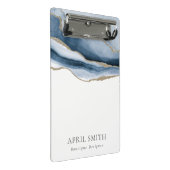 Elegant Abstracte marine Blue Agate Gold Waterverf Mini Klembord (Schuin)