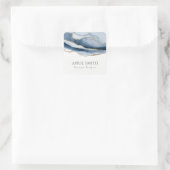 Elegant Abstracte marine Blue Agate Gold Waterverf Vierkante Sticker (Tas)