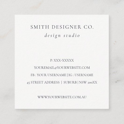 Elegant Abstracte marine Blue Agate Gold Waterverf Vierkante Visitekaartje (Achterkant)