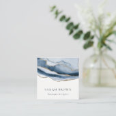 Elegant Abstracte marine Blue Agate Gold Waterverf Vierkante Visitekaartje (Staand voorkant)
