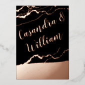 Elegant Abstracte marmer Veining Gold Wedding Folie Uitnodiging (Voorkant)