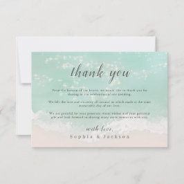 Elegant abstracte mousserende oceaanstrand bruilof bedankkaart