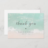 Elegant abstracte mousserende oceaanstrand bruilof bedankkaart (Voorkant / Achterkant)