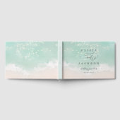 Elegant abstracte mousserende oceaanstrand bruilof gastenboek (Volledig)