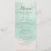 Elegant abstracte mousserende oceaanstrand bruilof menu (Voorkant)